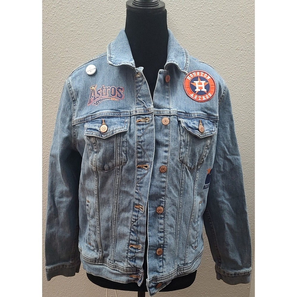 Houston Astros Custom Large Denim Jacket Baseball Jean Jacket MLB  Original A14